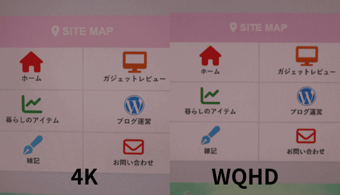 サイドバーを4KとWQHDで比較