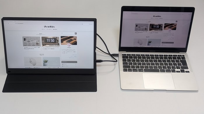 EVICIVモバイルモニターにMacBookAirをミラーリング